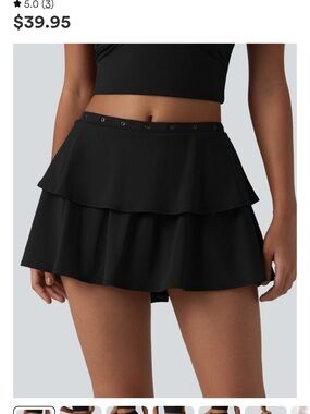 HALARA Black Layered Mini Skirt with Eyelet Waist